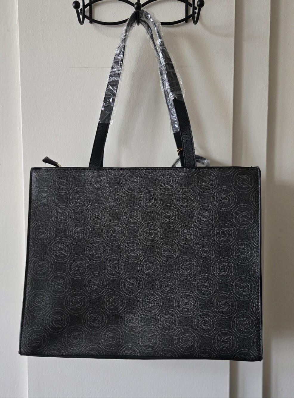 bebe Black and Pink Logo Stripe Tote - Picture 4 of 6